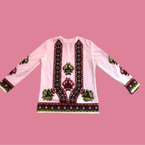 Montgomery Ward Vintage Folk Print Top Size S